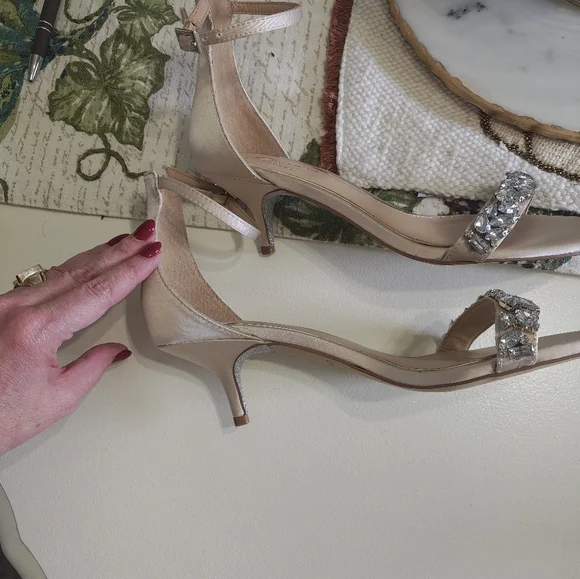 Jewel Badgley Mischka Dash Ankle Strap Kitten Heel NWOT - Picture 5 of 8